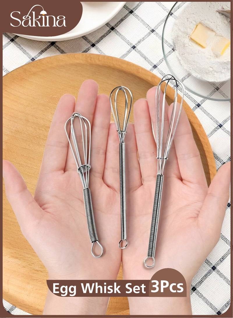 سكينة 3 قطعة مضرب يدوي صغير،خفاقه يدويه  ،مضرب بيض يدوي ،ويسك،خفاقة بيض،الفولاذ المقاوم للصدأ خفاقة مطبخ أداة خفاقة خفاقة مطبخ خفاقات سلكية للطهي والخفق والخلط والضرب والتحريك 3 قطع من الفولاذ المقاوم للصدأ بيض الخفق ، خفقت الطبخ رغوة البيض الخفق خفاقة صغيرة  ، الخفق ، مزج المكونات ، خلط حزمة الصلصات - Image 1